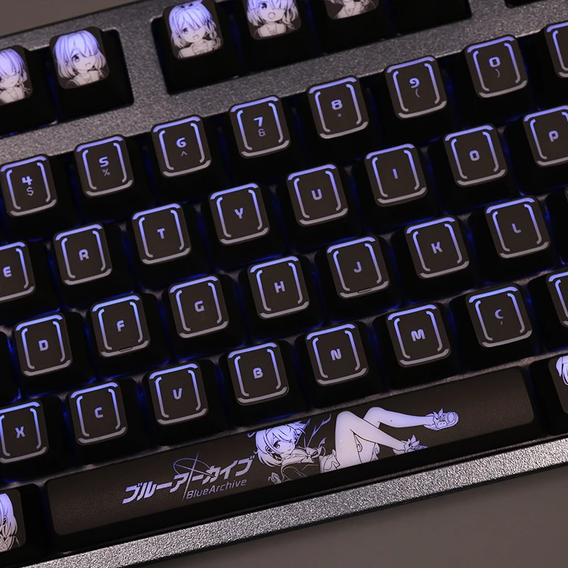 Imagem -02 - Arona-teclado Retroiluminado Personalizado para Teclado Mecânico Anime Faça Você Mesmo Arquivo Azul Corsair K70 Razer Cherry 104 Chaves