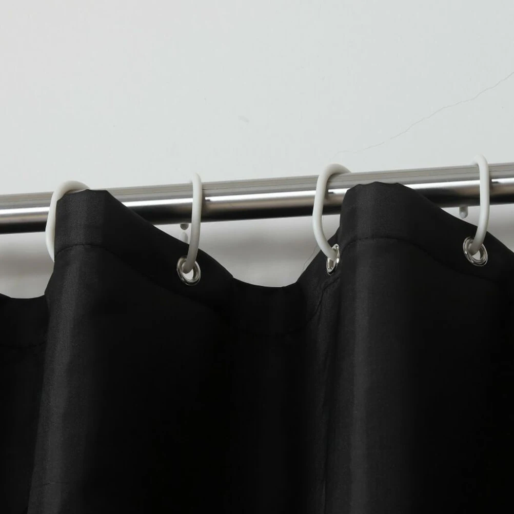 

Waterproof Bath Curtain Shower Curtain for Bathroom Mold Resistant Polyester 120x180cm Black Solid Easy Rustproof Grommets