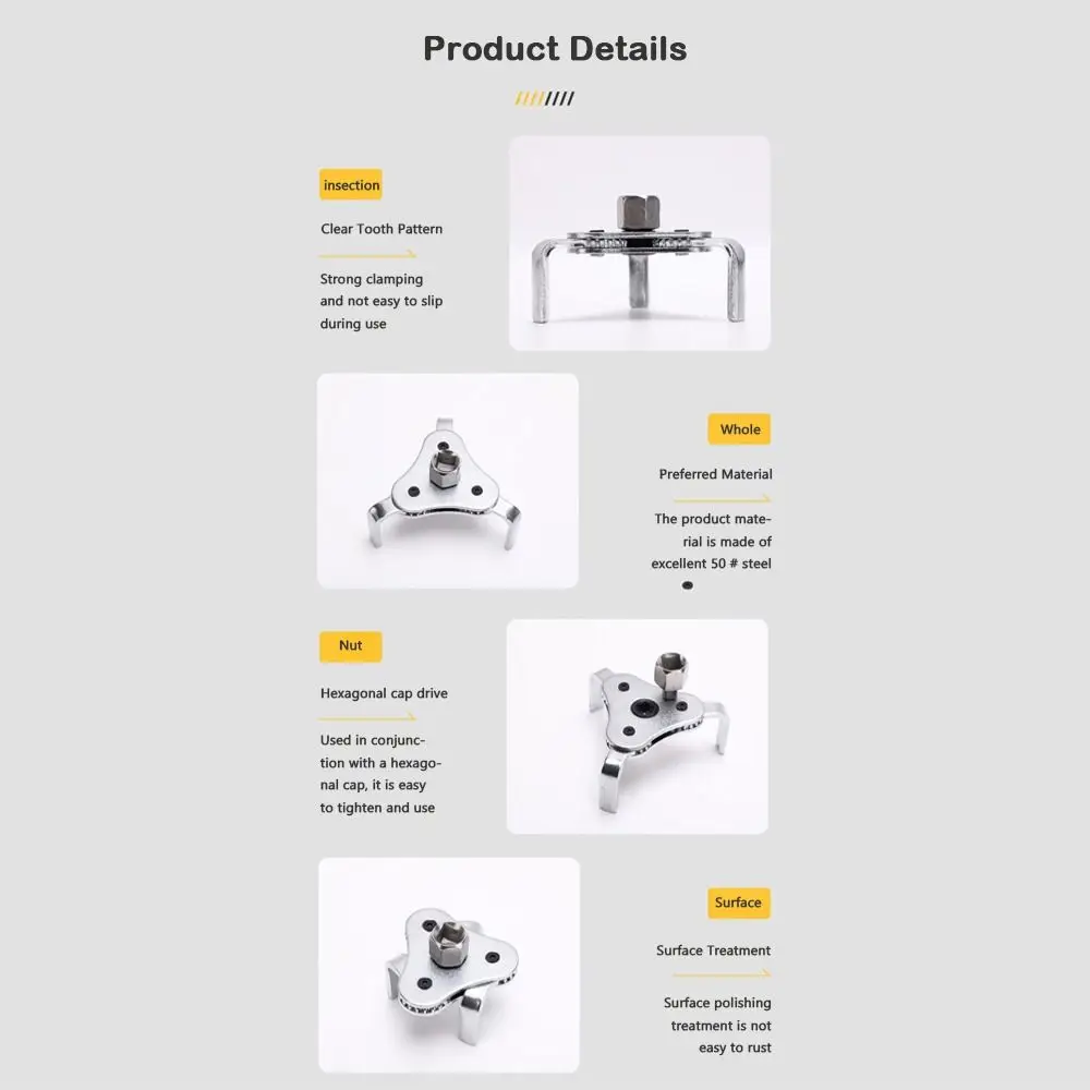 

Flat Design Three Jaw Oil Filter Tool Grid Pattern Three Jaw Car Disassembly Tool Manufacturer's Tool Disassembly Tool