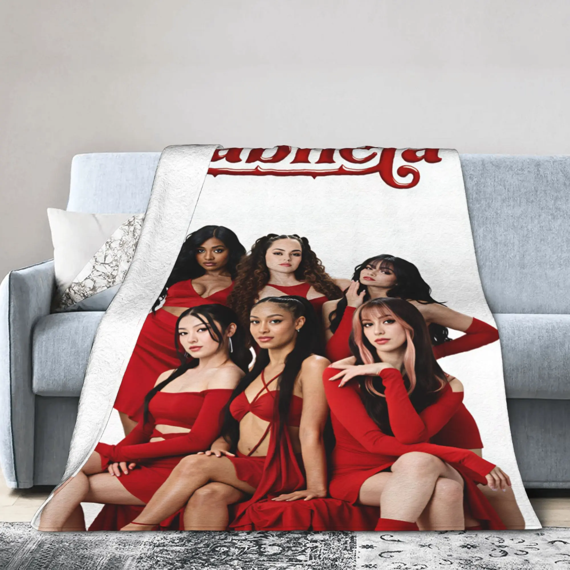 Elegant Red Dress Katseye Super Warm Blanket  Picnic Plush Throw Blanket Fashion Living Room Flannel Bedspread Sofa Bed Cover