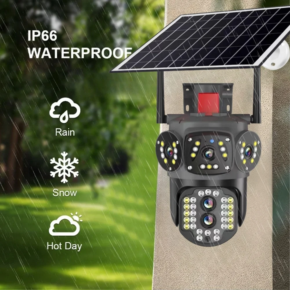 8MP 4K Wireless Solar Camera Outdoor Dual Lens Wifi IP Camera PIR Night Vision V380 Pro CCTV Security Protection Monitor