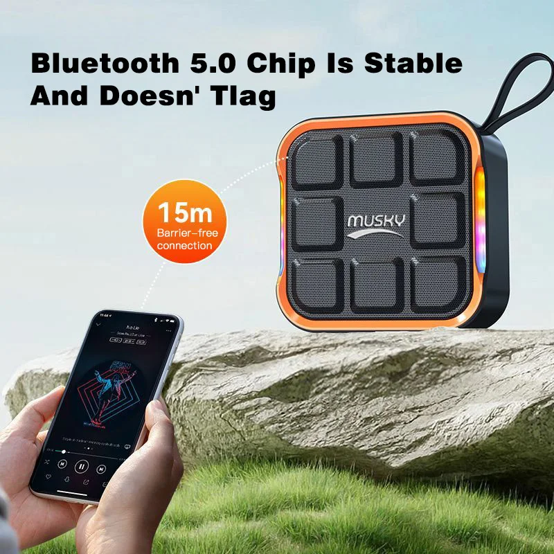 موسكي سمّاعات بلوتوث مكبر صوت لاسلكي صغير TF بطاقة USB مضخم صوت محمول MP3 صوت مكبر صوت لاسلكي للهواتف الذكية