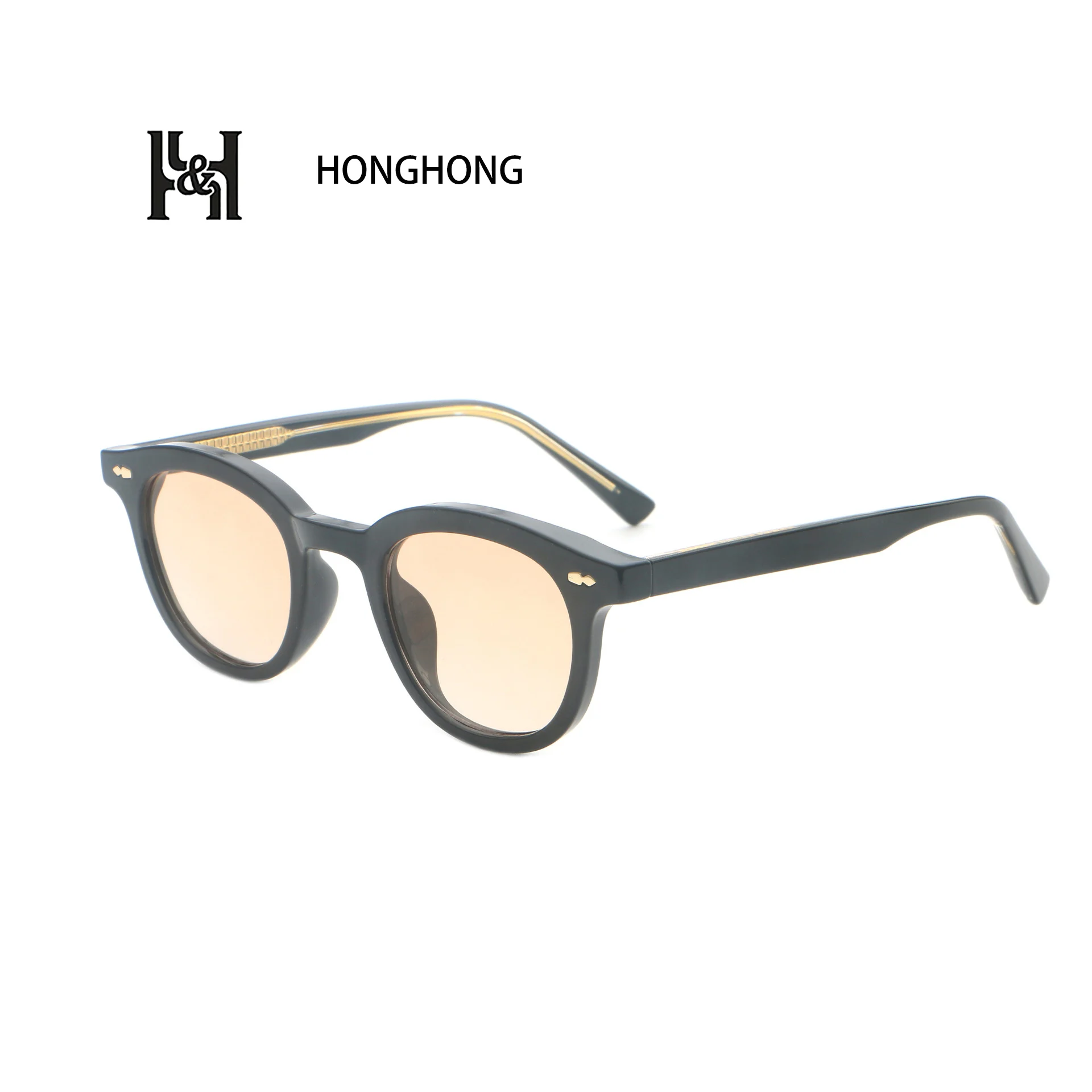 2022 HONGHONG Vintage Brand Designed Retro Colorful Lens Eye Glass Special Pins Temple UV400 Protection Outdoor Sunglasses