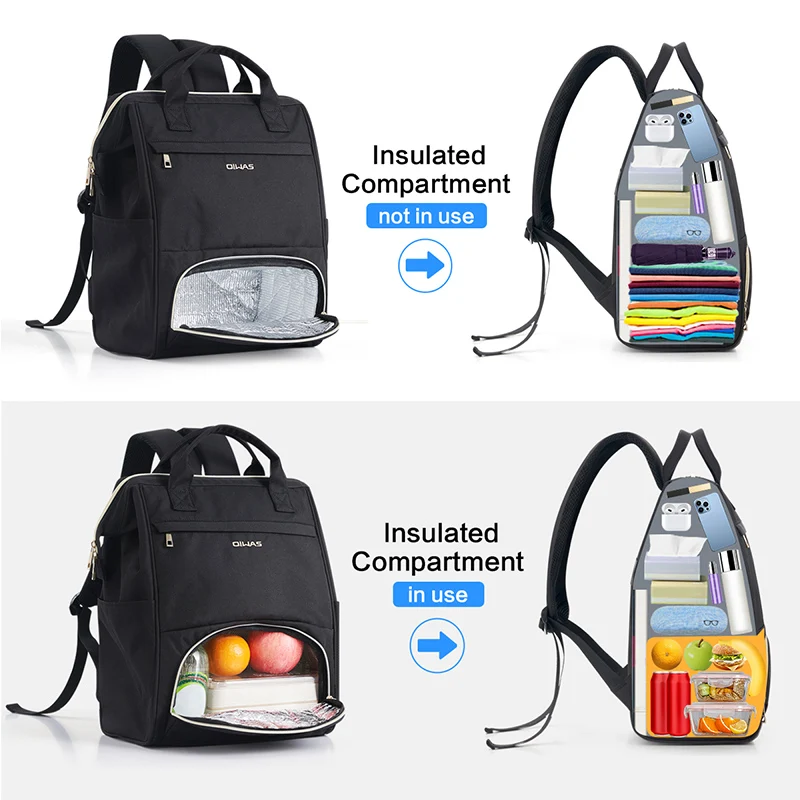 Oiwas Lunch Rucksack für Frauen 15,6 Zoll Laptop Rucksack isoliert Kühler Rucksack mit USB Port Männer reisen Arbeit Picknicks Wandern