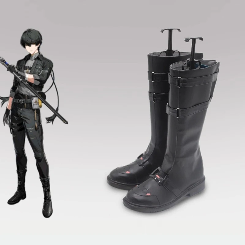 Game Wuthering Waves Rover Cosplay Schoenen Pu Zwarte Laarzen Vrouwen Mannen Anime Halloween Party Spelen Rol Kostuum Rekwisieten