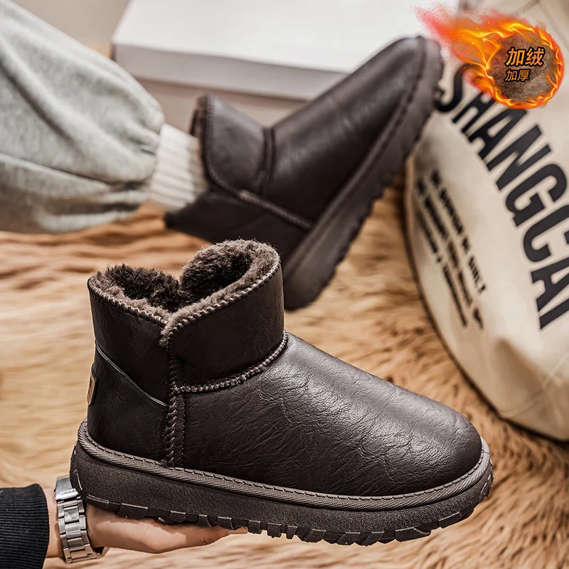 أحذية ثلج معزولة لعام 2025 للرجال، مبطنة بالفرو الصناعي ومضادة للانزلاق، مثالية لعيد المحاربين القدامى والتزلج أو التزلج على الجليد