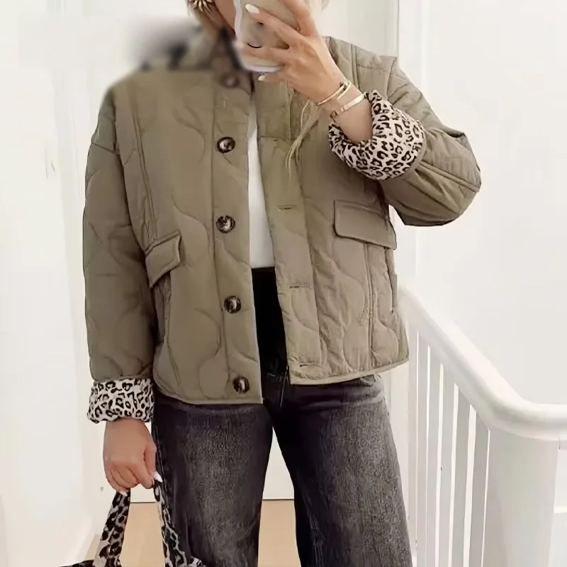 

Woman Chic Outwear Autumn Streetwear 2025 Women's Coat Fashion Solid Warm Single Breasted Pockets Loose Cotton Jackets