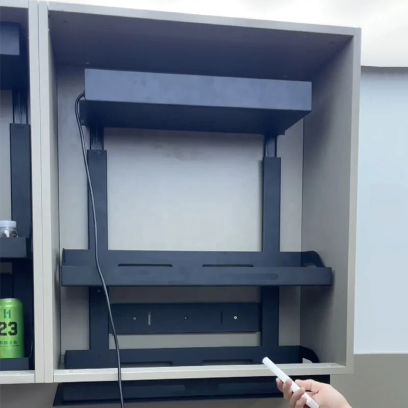 خزانة رفع كهربائية سلة قابلة للسحب على شكل درج سلة توابل قابلة للسحب خزانة تخزين بطبقة مزدوجة مخفية #2