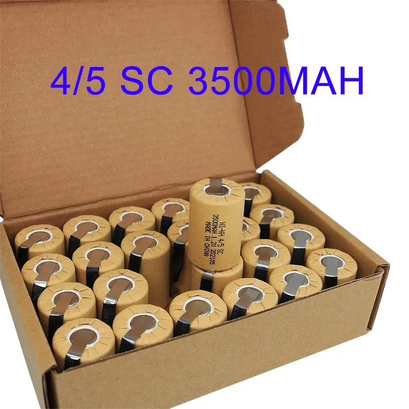 50 pcs 4/5 SC 3500mah NI-MH 1.2V Rechargeable Battery with Welding Tabs for Electric Drill Screwdriver Wholesale