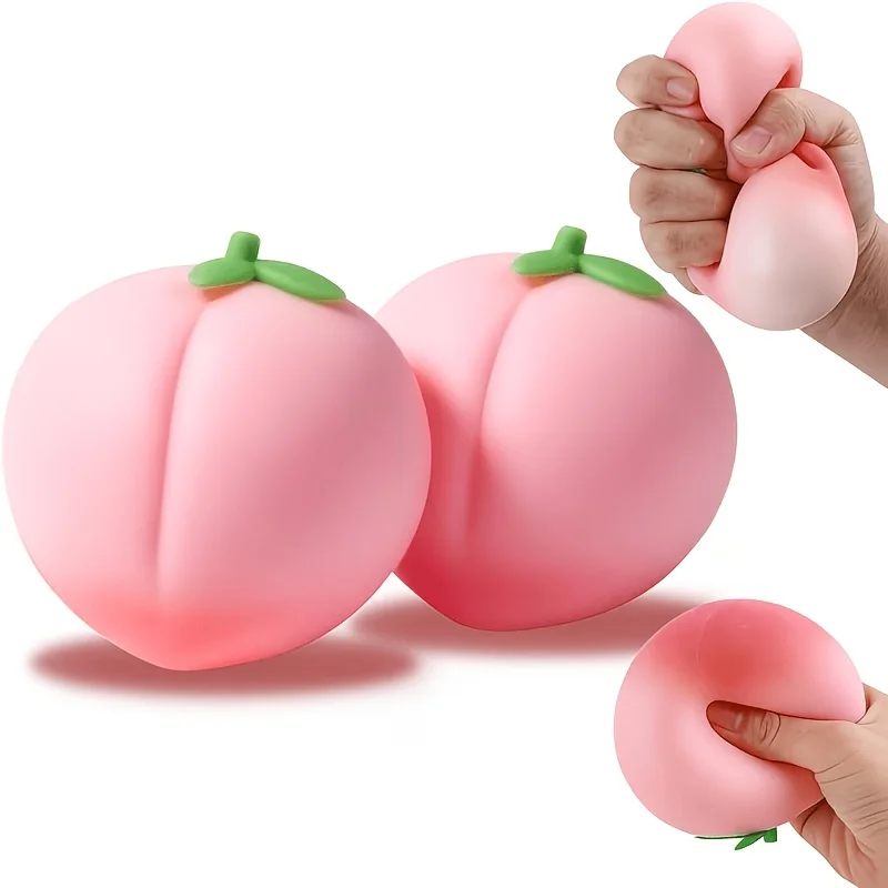 1Pc Peach Squeeze Fidget Toy, Realistic Juicy Peach‑Shaped Fruit Stress Ball, Soft Touch Sensory Educational Toy, Random Color,