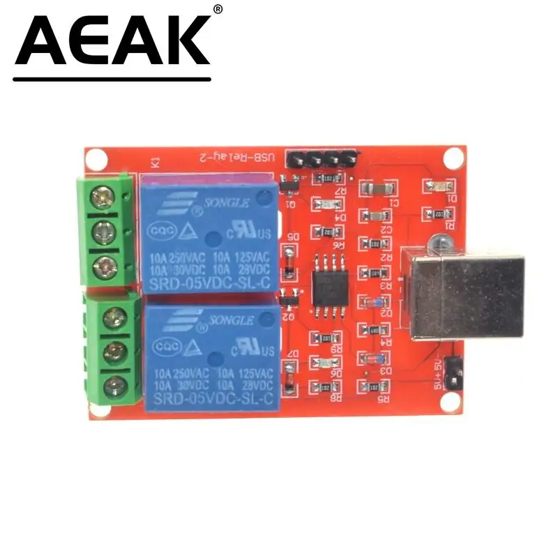 2 Channel USB Relay Module Programmable Computer Control For Smart Home DC 5V AEAK