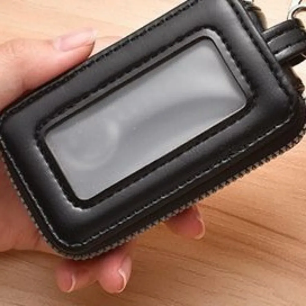 Portable Leather Key Pouch Bag Multifunctional Zipper Coin Purse Large-Capacity Car Key Bag Men Women