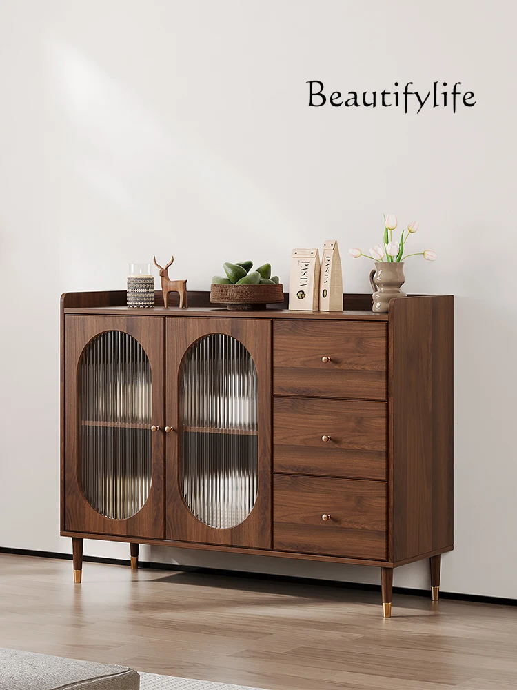 

Chinese- Solid Wood Mid-Ancient Style Sideboard Cabinet Living Room Wall Integrated Multifunctional Household Storage Cabinet