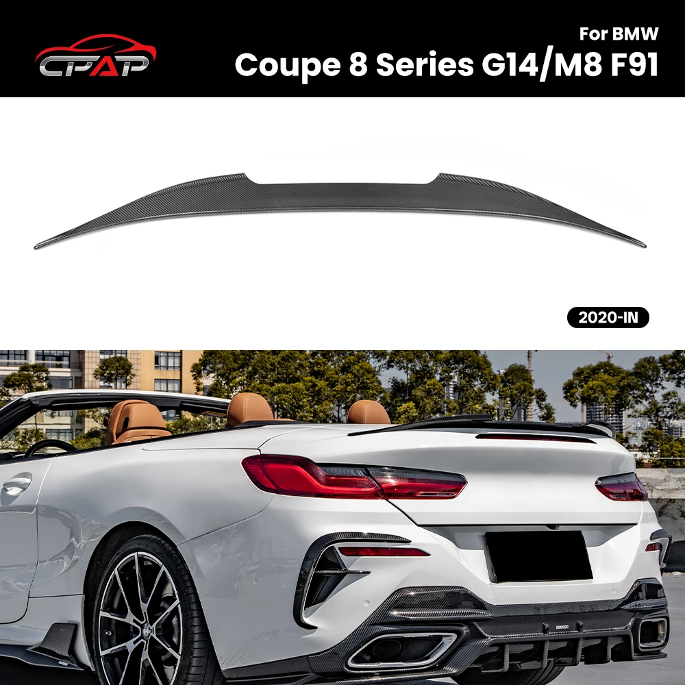 

Настоящее сухое углеродное волокно, задний спойлер на крышу автомобиля, крыло багажника для BMW 8 серии G14 M8 F91 2020-IN, внешние аксессуары в стиле переменного тока
