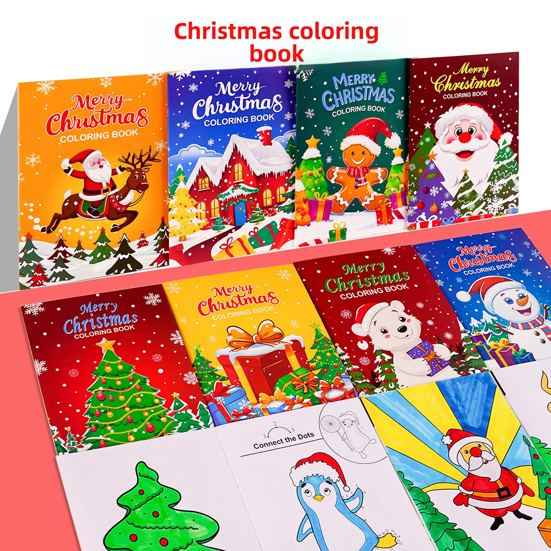 Libro para colorear de Navidad para niños, rompecabezas, pintura de dibujos animados, libro para colorear, tema de fiesta navideña, rompecabezas de Navidad, libro para colorear, juguete para regalo