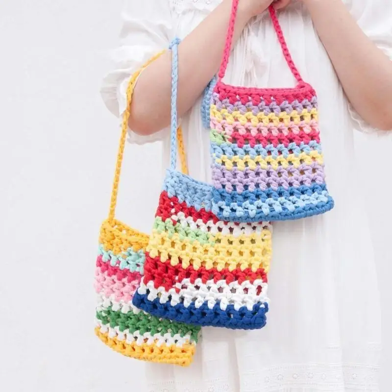 E8BD 6 Rolls Handmade Fabric Strip DIY T-shirt Yarn Knitting Yarn for Knitting, Crocheting and Crafting for Hand DIY Bag
