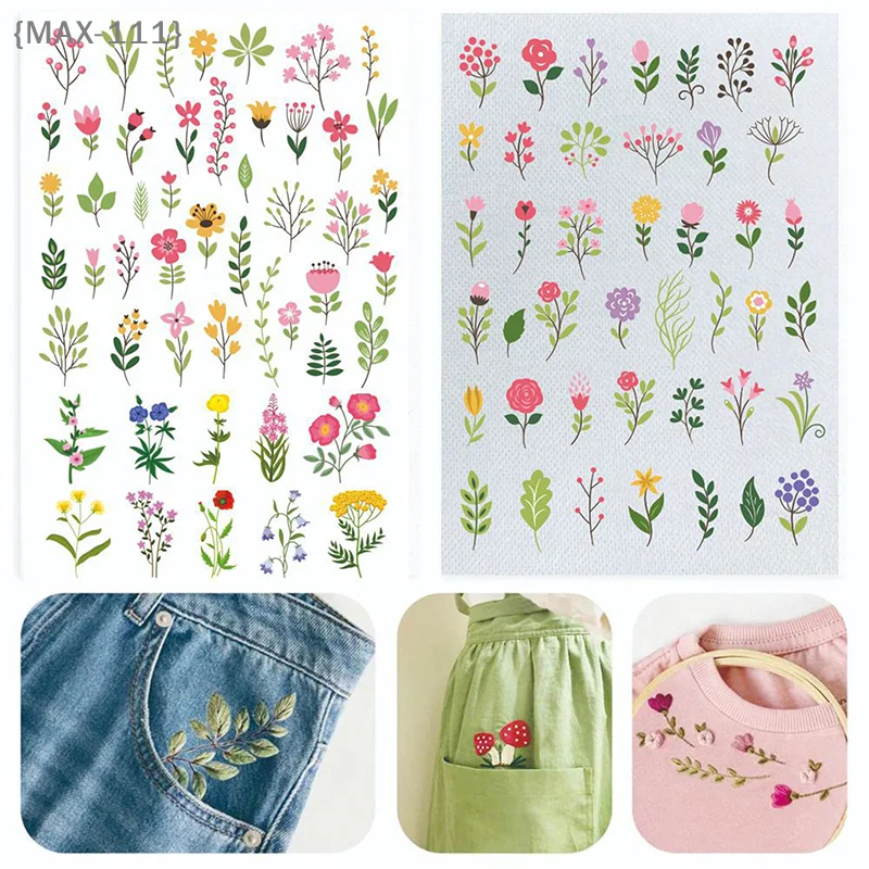 【F2-MAX111】Colorful Flower Water-soluble Hand Sewing Stabilizer Sunflower Plant Washable Embroidery Stabilizer Needle Practice