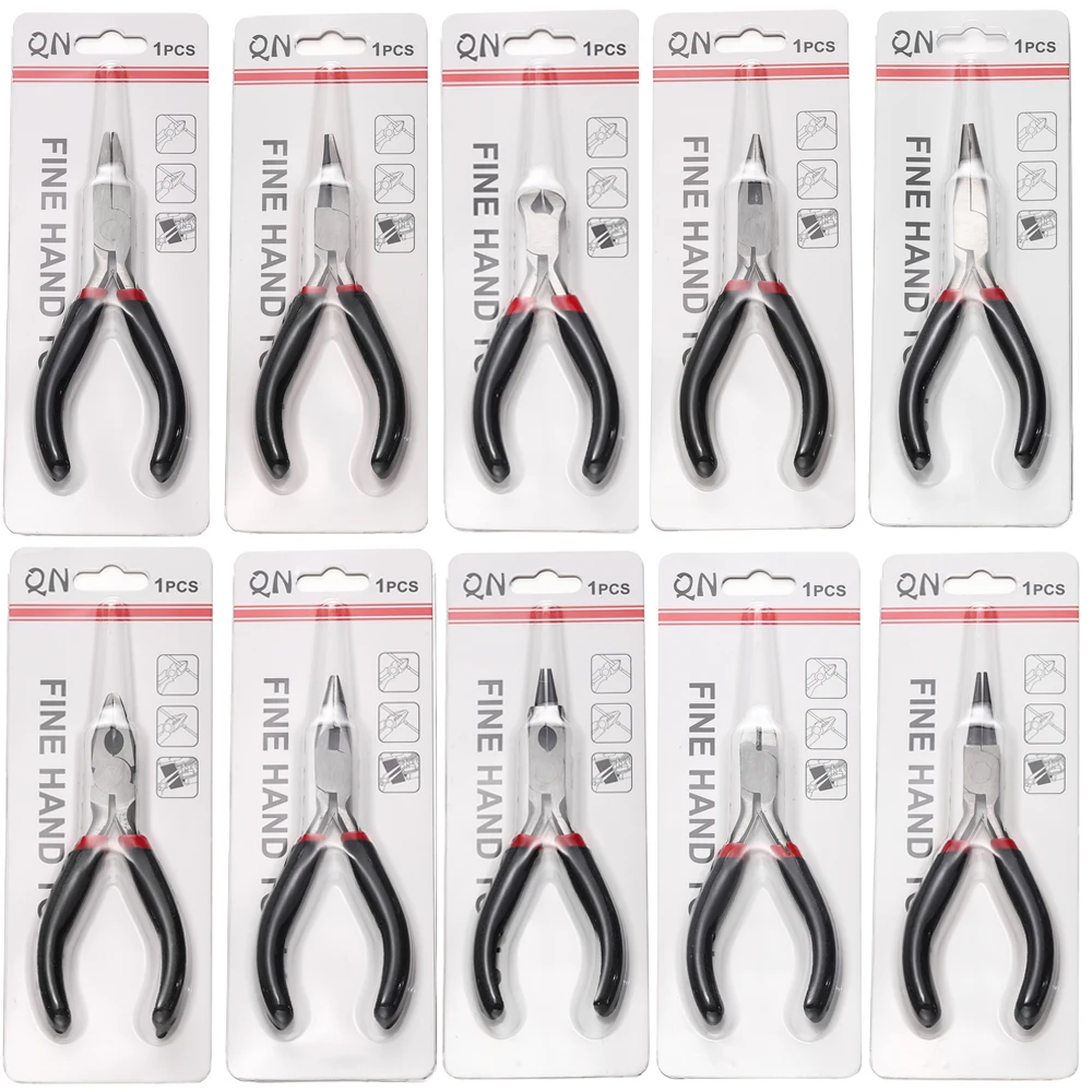 

12 Styles Carbon Steel Mini Hand Pliers Set Anti-slip Rubber Handle DIY Jewelry Craft Wire Cutter Round/Flat/Needle Nose Pliers