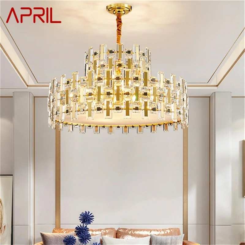 

APRIL Postmodern Pendant Light Creative Gold Chandelier LED Luxury Crystal Lamp For Home Decoration