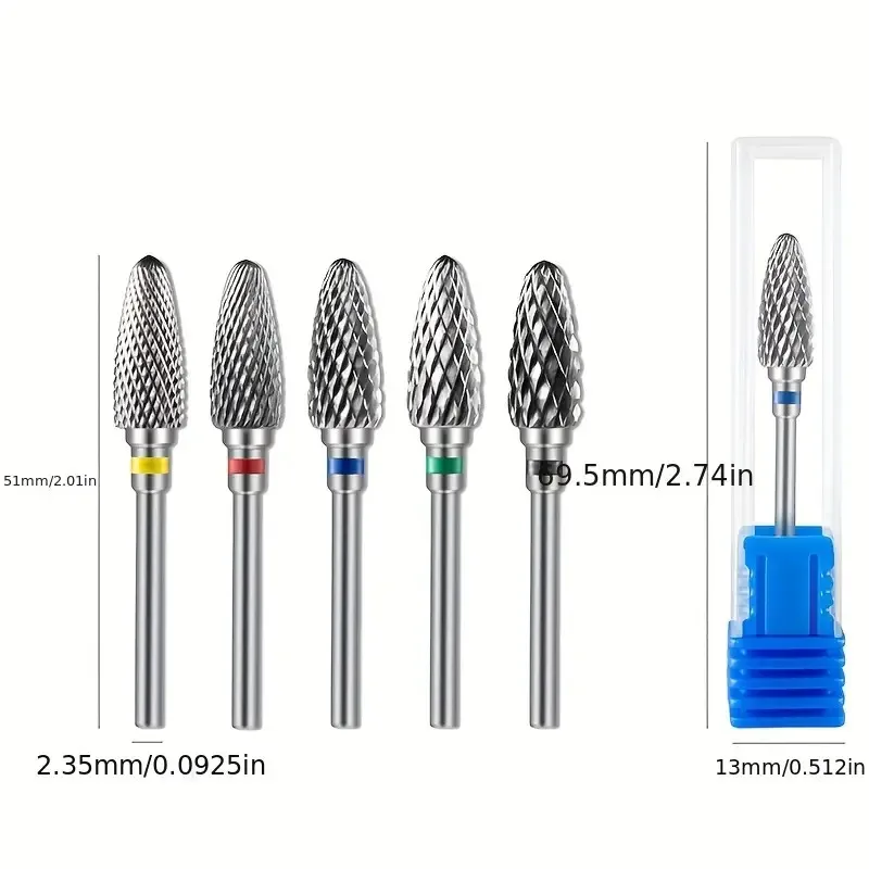 Tungsten Carbid Nail Drill Bits Electric Manicure Drill Accessory Milling Cutters for Nail Gel Polish Remover Nail Tools 2027