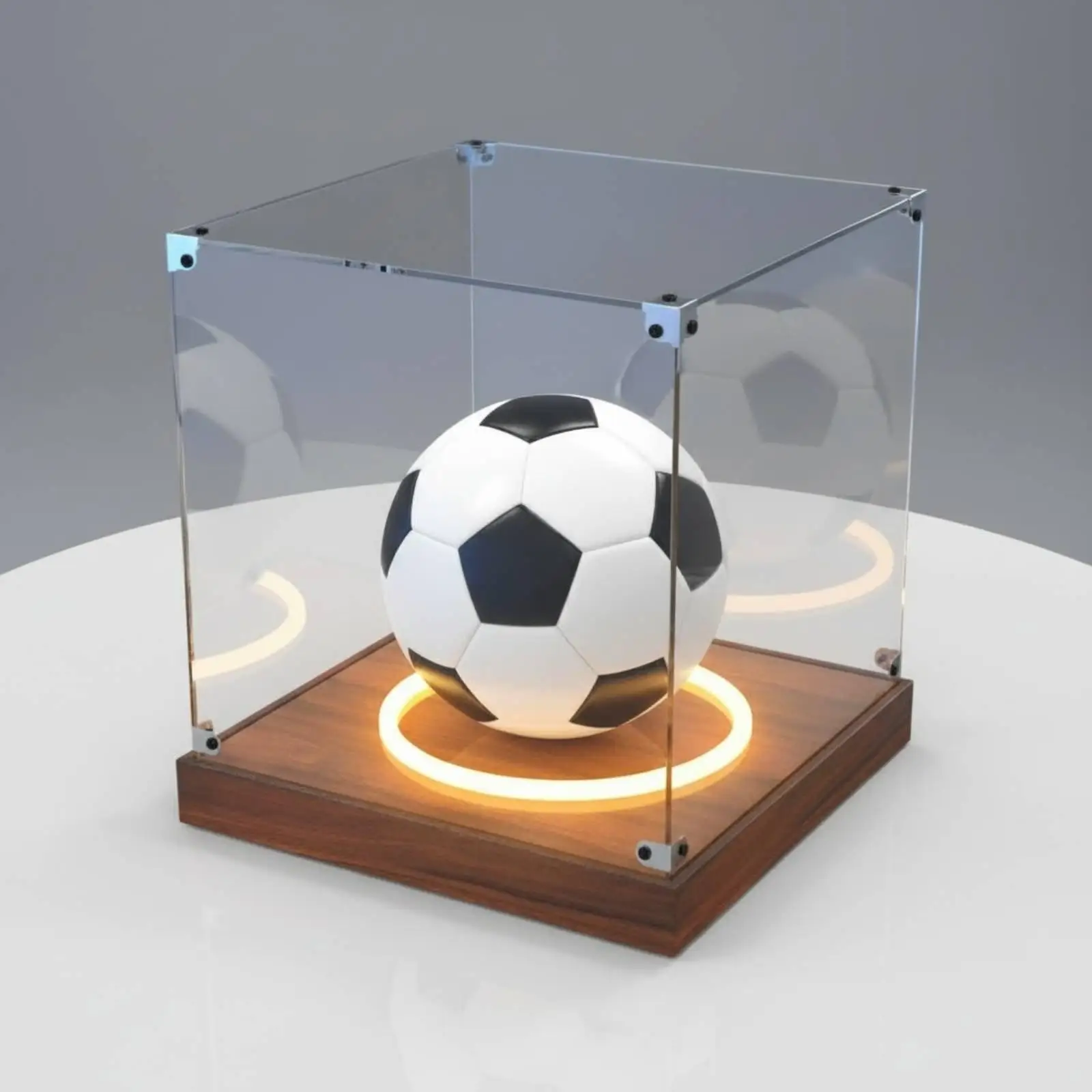 Clear View Acrylic Ball Display Lighting Display Box Stackable Memorabilia Case for Basketball Gifts and Accessories