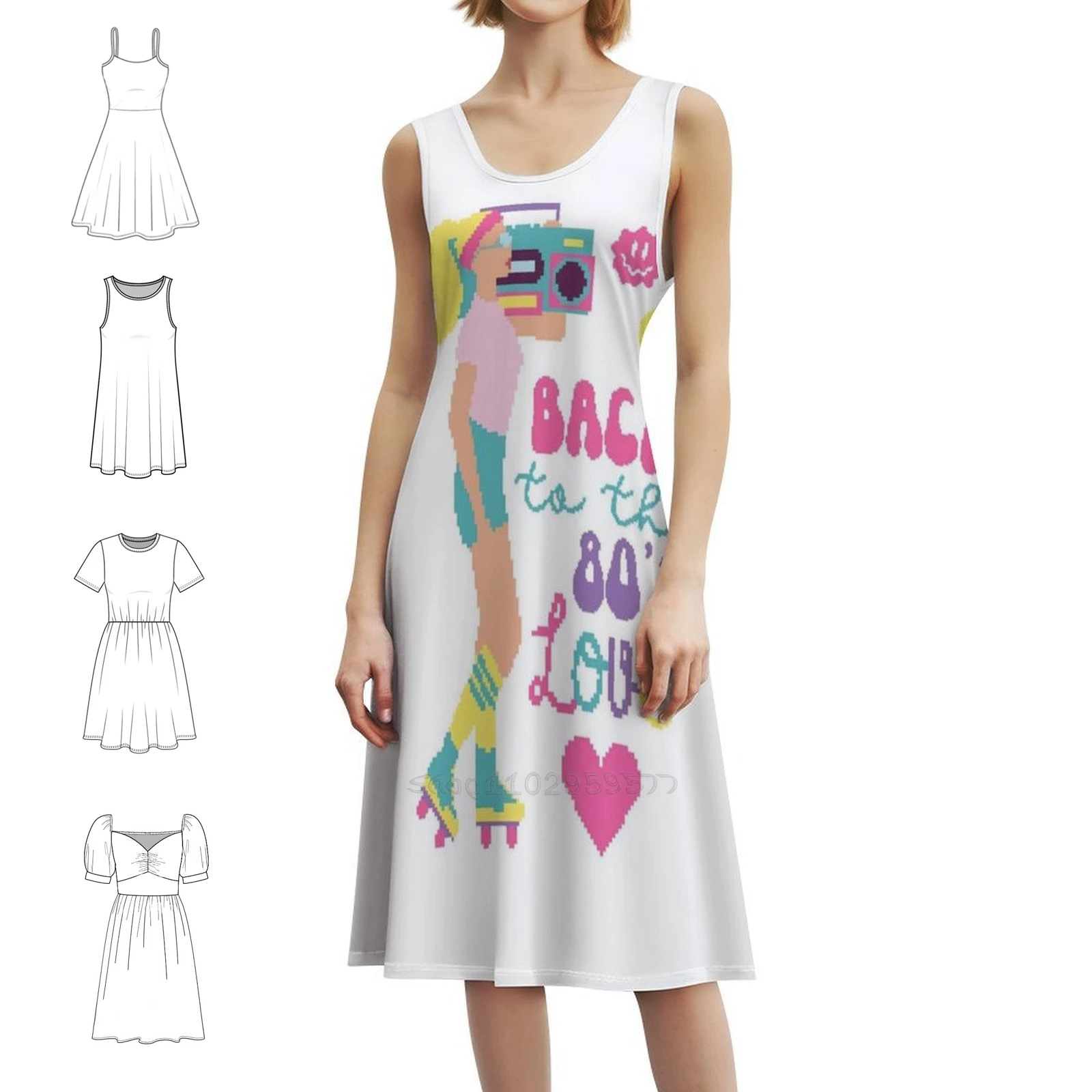 

Сексуальное отпускное платье «Назад в 80-е» для женщин, пляжная вечеринка, день рождения, мини-платье 80-х годов, скейт-пиксель, арт-пиксель, платье 1980-х годов