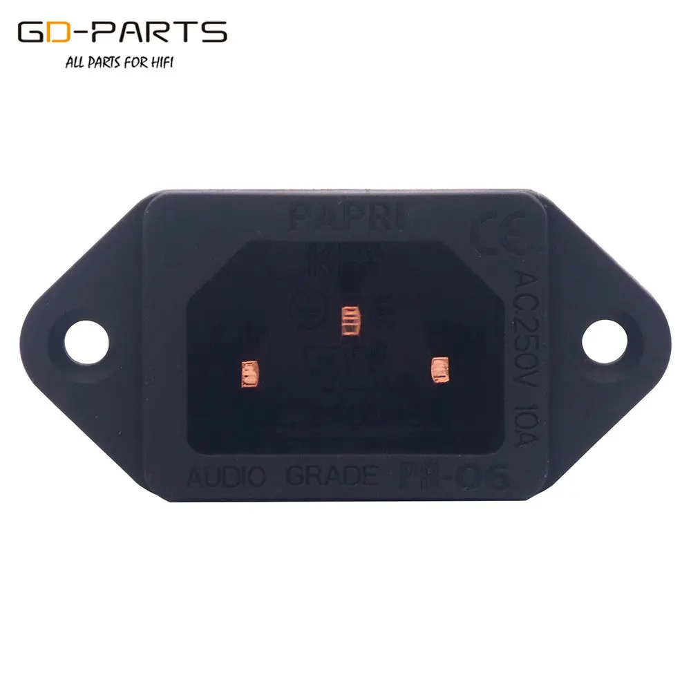Pure Copper Mains AC Power Socket Plug Connector IEC320 C14 Power Cord Inlet Receptacle 24K Gold Rhodium Plated