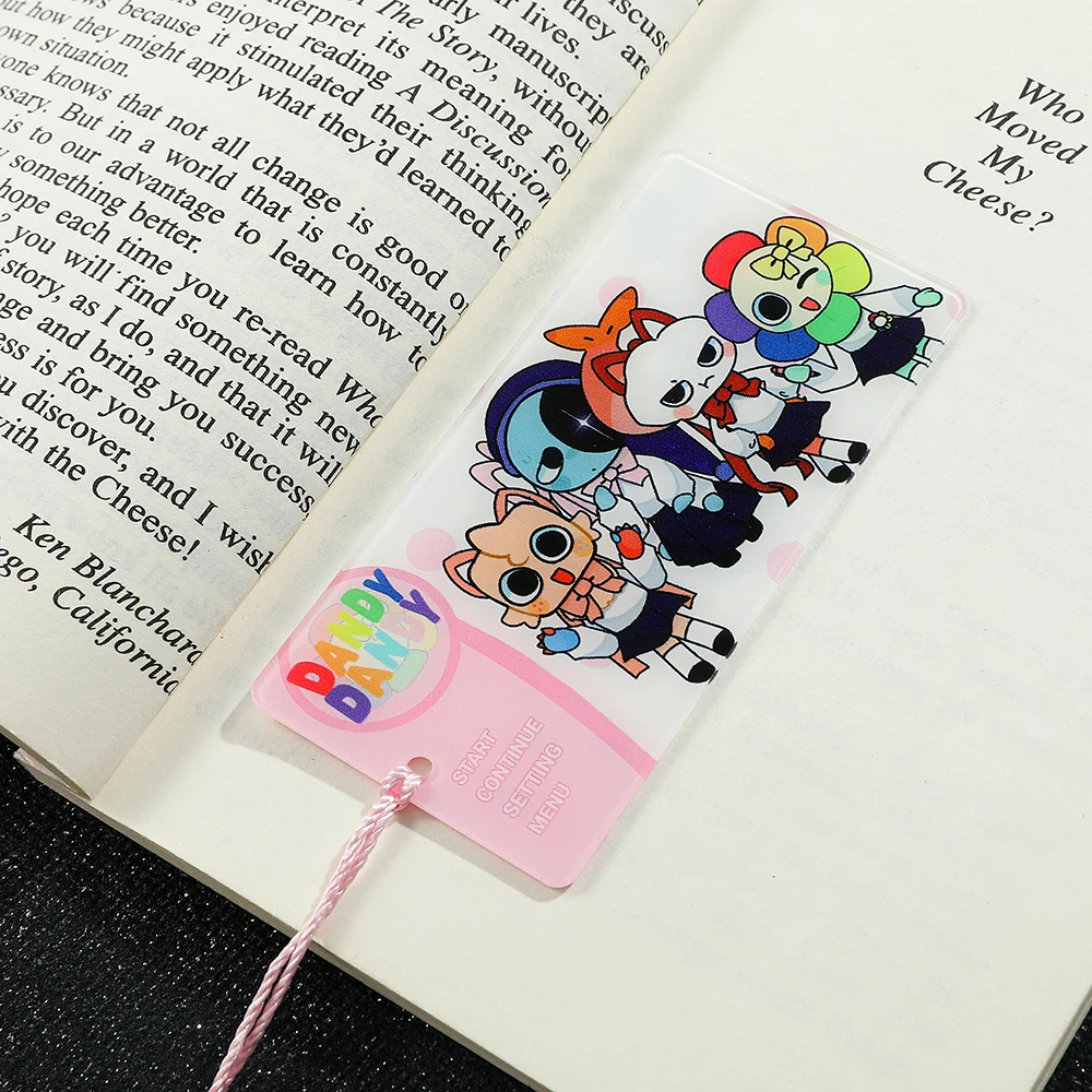 Funny Game Dandy\'ss World Acrylic Bookmark with Tassel Book Lover Gifts for Gamer Collection Decor Hanging Book Marks