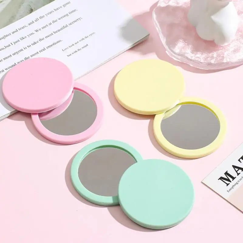 Portable Round Silicone Cosmetic Mirror Mini Makeup Mirror For Handbag Purse Pocket Compact Cosmetic Beauty Tool