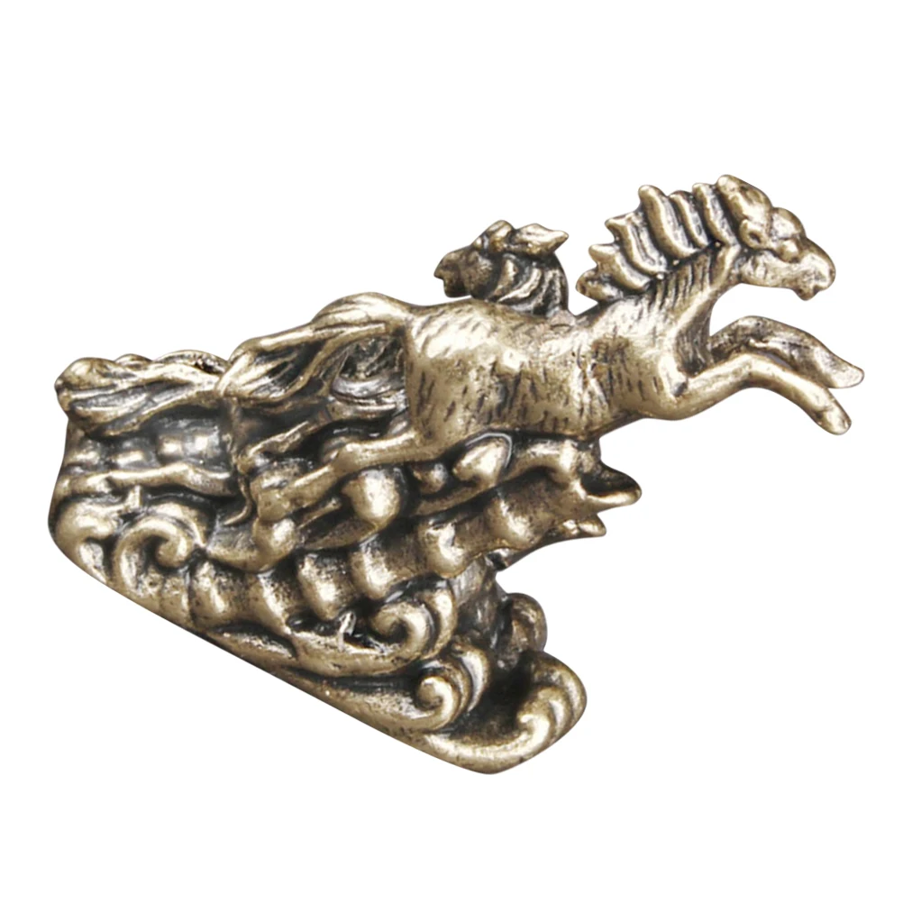 

Unique Brass Horse Sculpture Desktop Decor One-Piece Smooth Rustic Office Table Ornament Zodiac Blessing Adornment