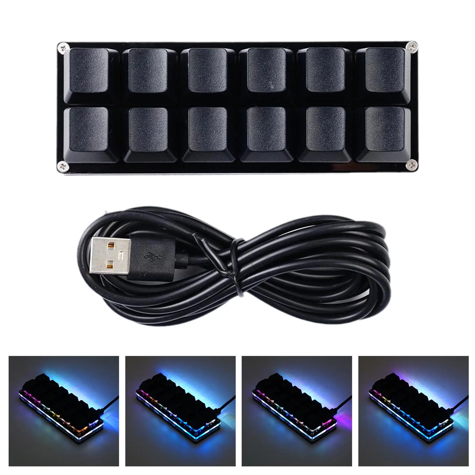 12 Keys Custom Mini Keypad Black With RGB Light USB OSU Programmable Mechanical Keyboard Macropad For Office Gaming