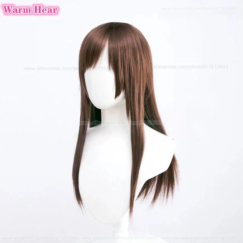 qq3460cm ريكا أوريموتو الاصطناعية بني داكن طويل مستقيم تأثيري أنيمي شعر مستعار مقاومة للحرارة الشعر حفلة الهالوين واي فاي