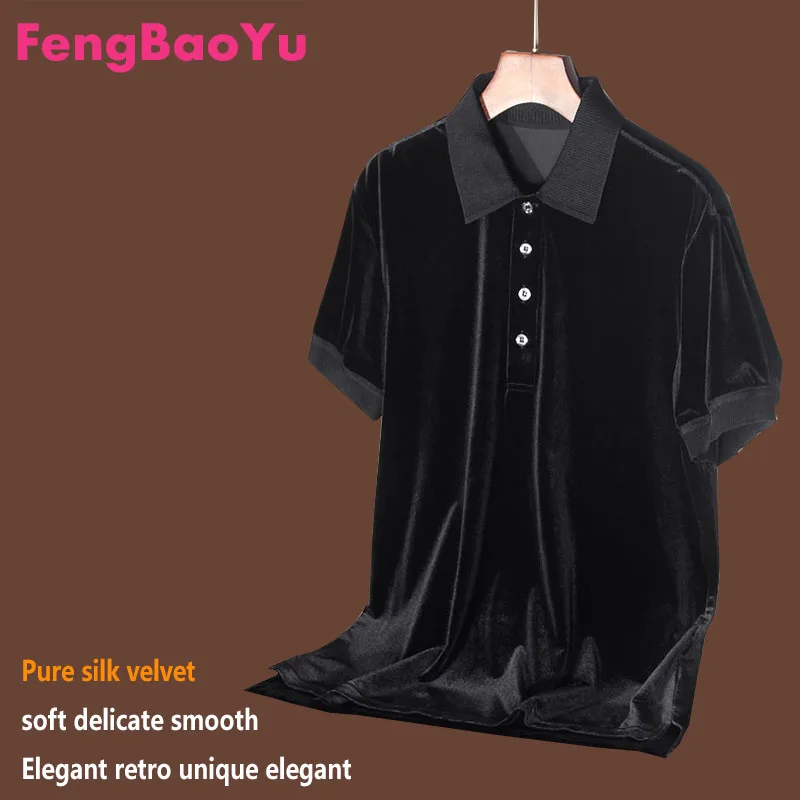 High-end 100% Silk Velvet Men's Polo Shirt Business Casual Shirt Smooth, Soft, Delicate and Comfortable Shirt