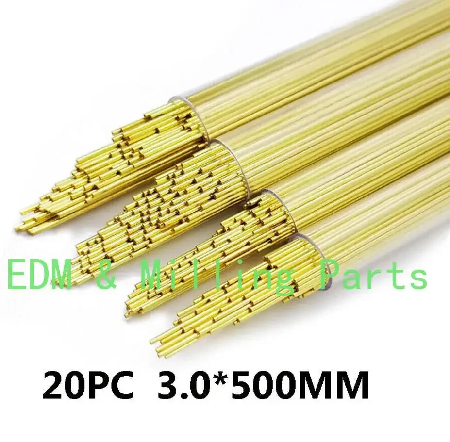 

20PCS CNC OD3.0MMX500MM Brass Electrode Single-Channel Tube Fit EDM Drilling Machine For EDM Puncher Mill Part