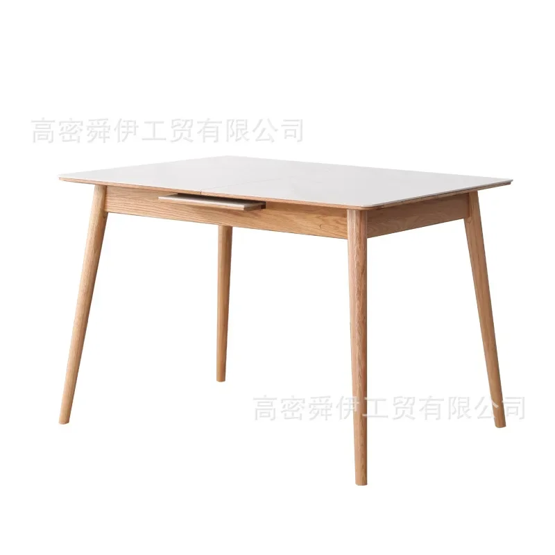 

Nordic rock slab stretch jumping table household small retractable dining rectangular simple solid wood stretch folding table