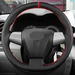 Perforated Leather Cover Trim Accessories Braid On Car Steering Wheel For Toyota Corolla RAV4 Auris Wish Vanguard Voxy 2010-2013