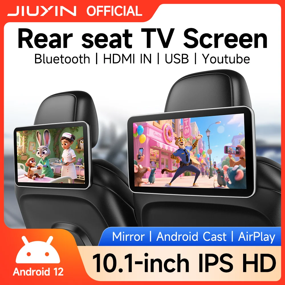 

Android 12 New upgrade Car Headrest Monitor IPS TV Display Wireless Mirror AirPlay for Car Rear Seat Screen Video Player 10 inch