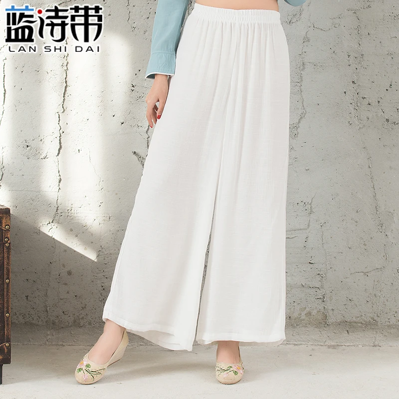 

Свободные широкие брюки для йоги с высокой талией, хлопково-льняные драпированные женские повседневные брюки на весну, лето и осень, брюки для йоги больших размеров