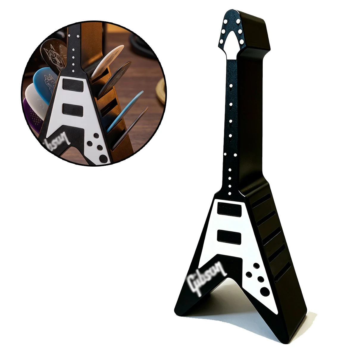 Miwayer Guitar Pick Holder – 10-Slot Capacity, Electric Guitar Shaped, PLA Durable Material, 1/2 Pack Options, for Studio/Home