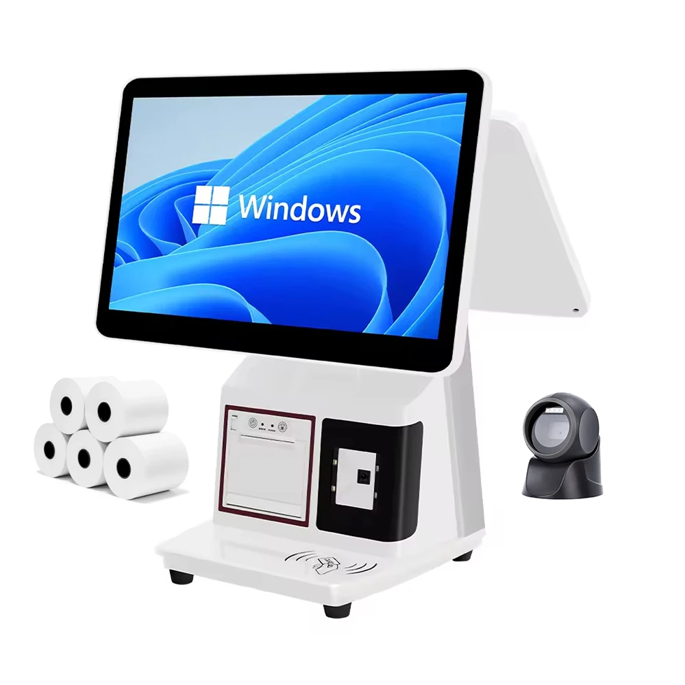 All-in-One POS System Windows 10/11 15.6 Capacitive Touch Screen Cash Register Machine With Built-in 58mm Printer For Restaurant