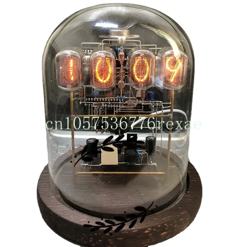 Digital LED Clock Ornaments Handmade Circuit Scaffolding IN-12 IN12 Glow Tube Clock Retro Cyberpunk Desktop Creative Nixie
