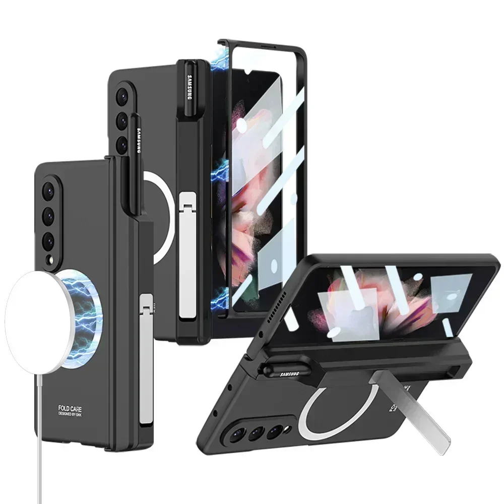 

Magsafe Magnetic Case For Samsung Galaxy Z Fold 5 4 3 Case Supports Wireless Charging With Pen Slot Shell Membrane Z-Fold3 Cover