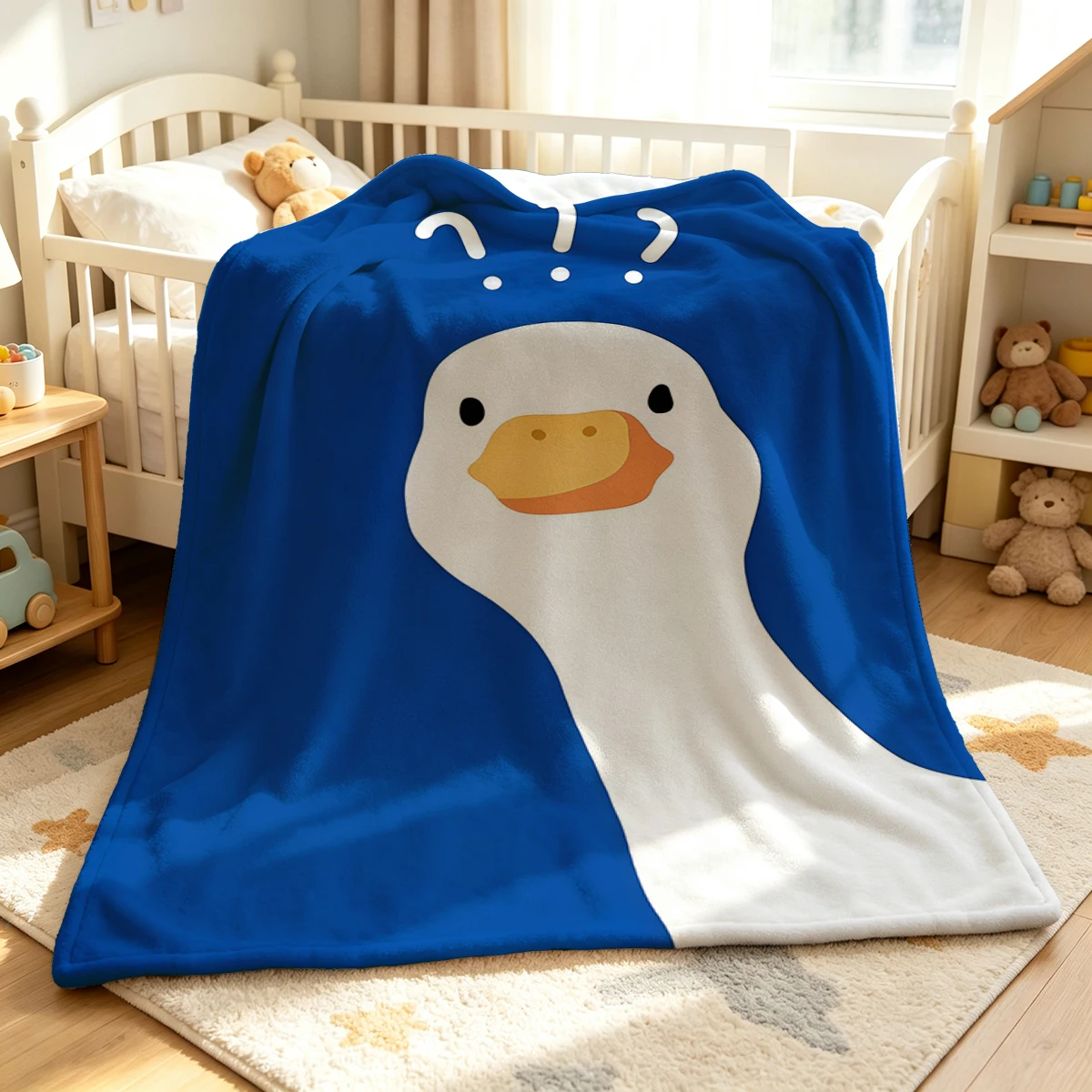 Curious Duck Flannel Blanket Warm Soft Halloween Christmas Couch Warm Cozy Decorative Decor Gift for All Season