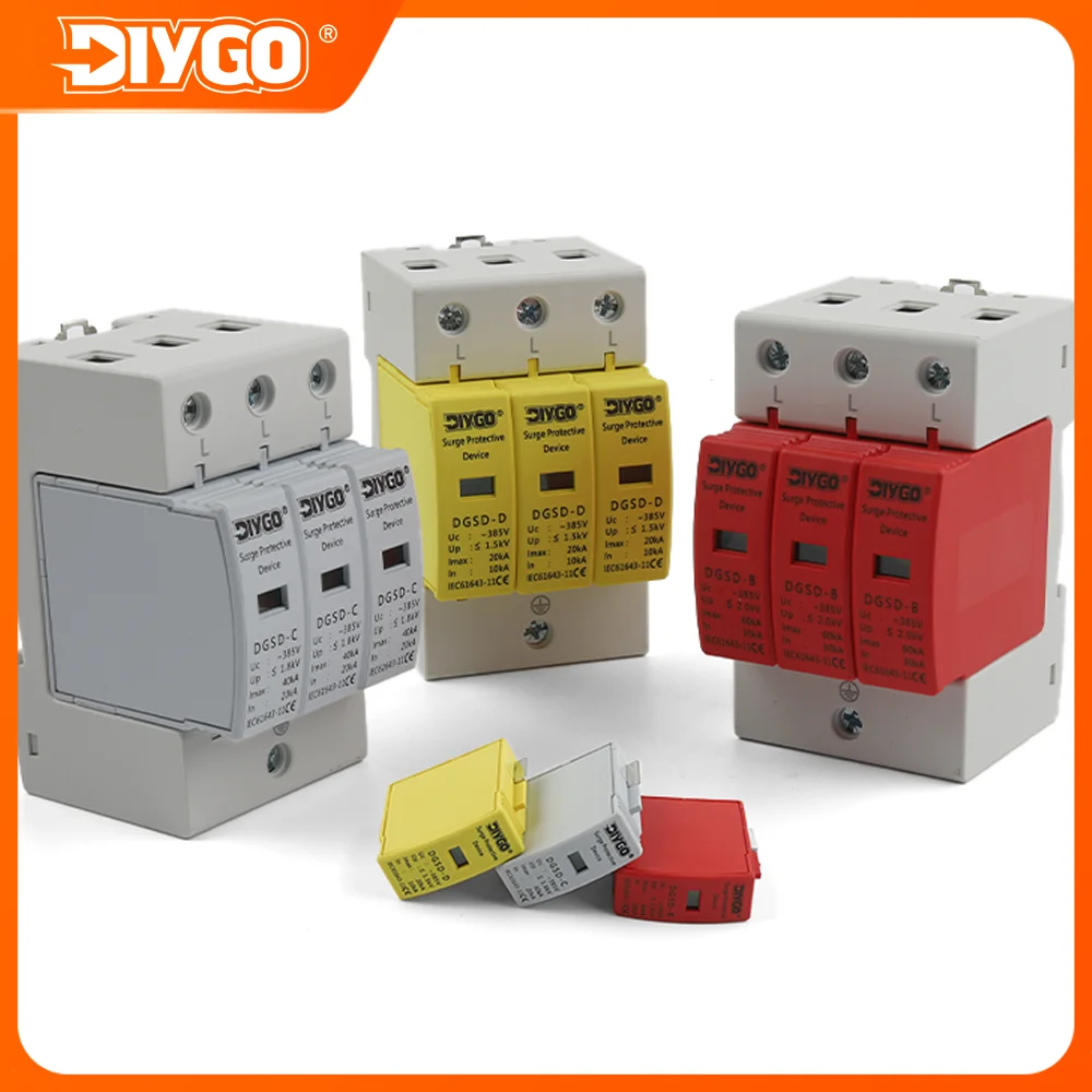 DIY GO AC Surge Protector SPD Lightning Arrester DIN Rail Modular Surge Protective Device Voltage Protector for Home Industrial