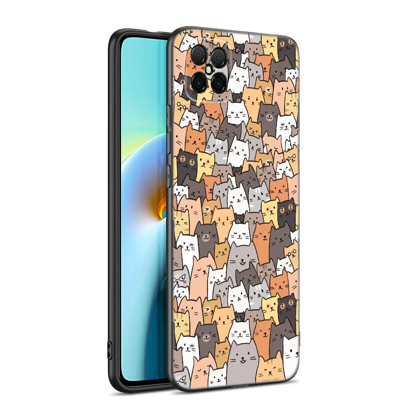 Funny Cartoon Cat Black Silicone Phone Case For Huawei Nova 8 9 10 SE 11 Ultra 12 Pro 7i 8i 11i 11E Y70 Plus Y60 Y61 Y71 Y90 Y91