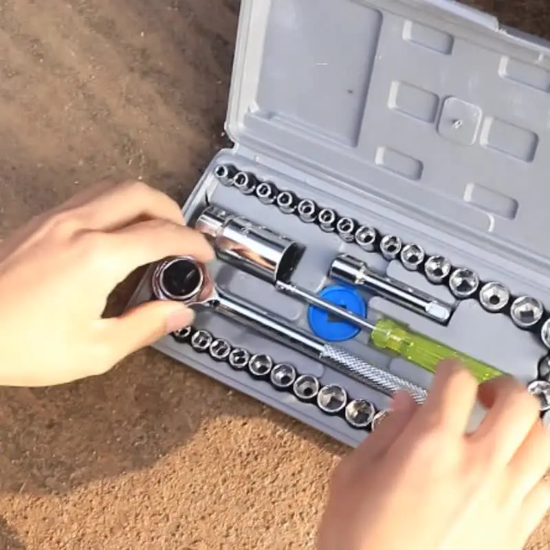 

Лидер продаж, инструмент для ремонта автомобилей, 40 шт., набор торцевых ключей, инструмент для ремонта мотоциклов, динамометрический ключ с трещоткой, комбинированный набор инструментов для авторемонта