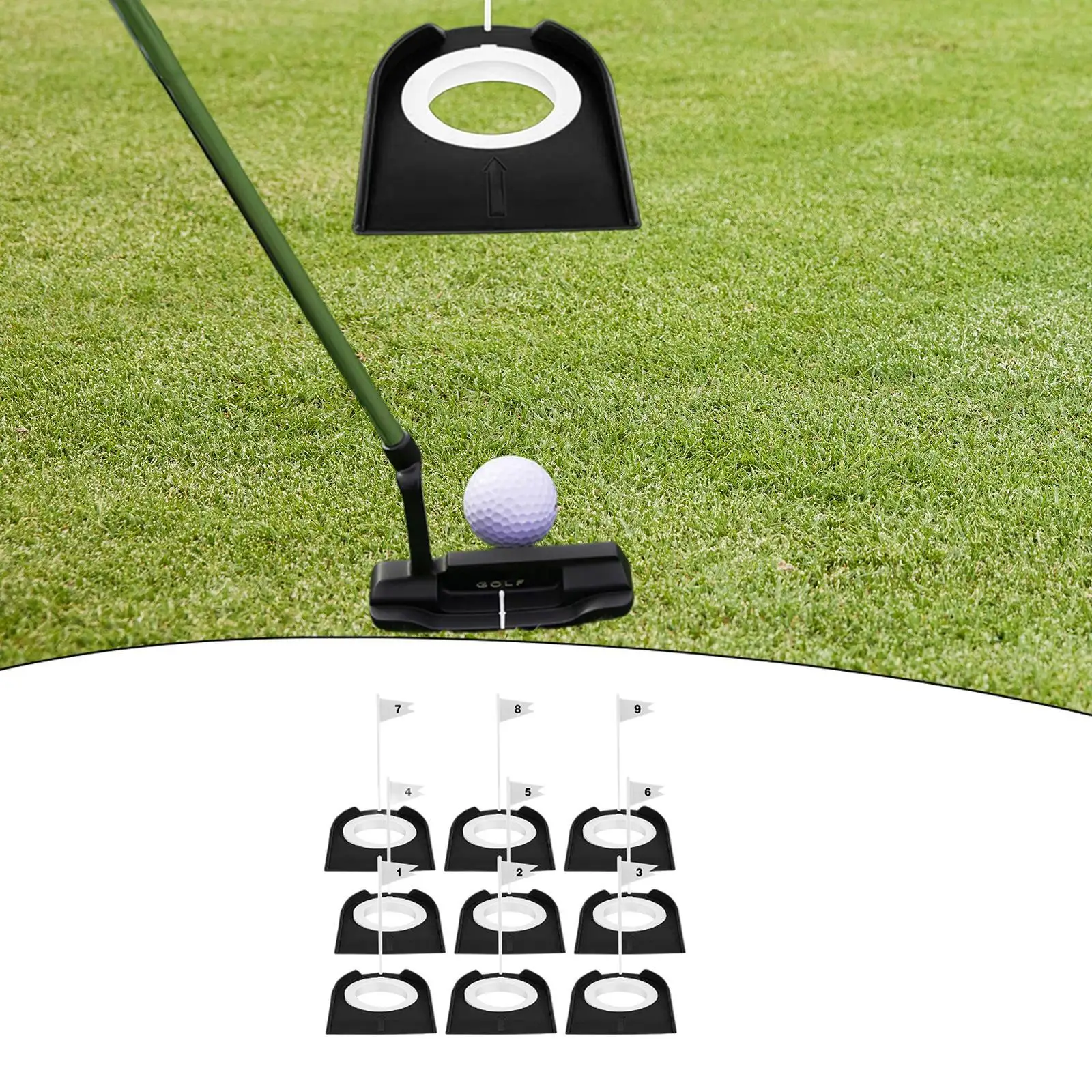 Golf Putt Training Hole with Flag Plastic Portable Golfing Cup Practice Tool for Indoor Outdoor Home Yard Accessories Beginners