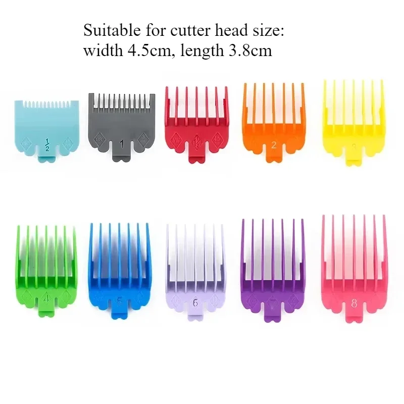 10Pcs Professional Hair Clipper Limit Guide Comb Trimmer Guards Attachment 1.5-25mm Universal Haircut Tool Clipper Limit Combs