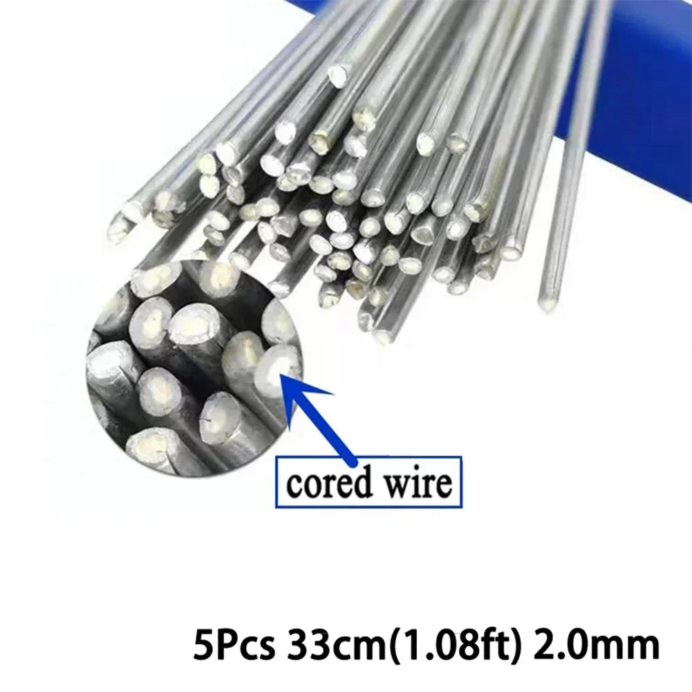 Durable Flux Cored Wire, 5Pcs Aluminum Welding Rods For Strong And Forgeable Alloys, Low Melting Point, Silver Color