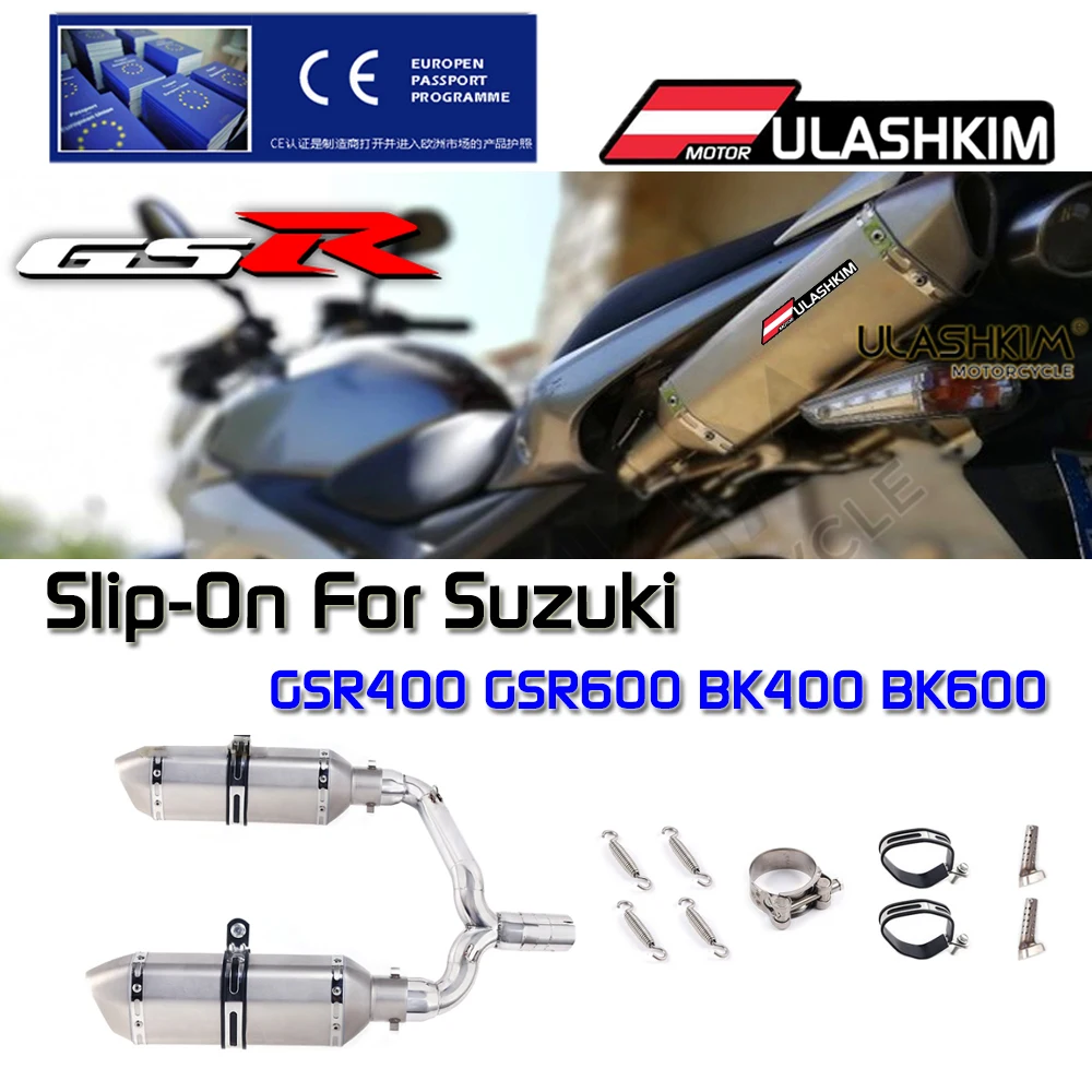 Slip On For Suzuki Motorcycle Full Exhaust Muffler Escape System GSR400 GSR600 BK400 BK600 GSR BK 400 600 Modified Link Pipe